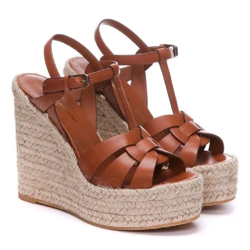 YSL Tribute Ambra Leather Espadrille - Size 38